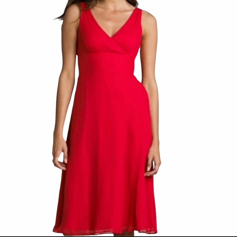 Jcrew Sophia silk dress red coral sleeveless